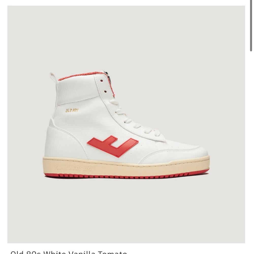 Flamingos Life old 80s high tops in vanilla and tomato. NEVER WORN